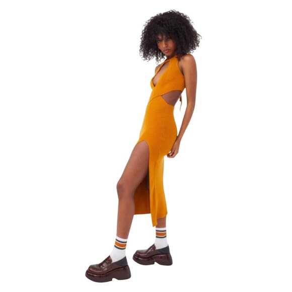 For Love And Lemons Maggie Midi Dress Gold Size Small - Picture 4 of 15